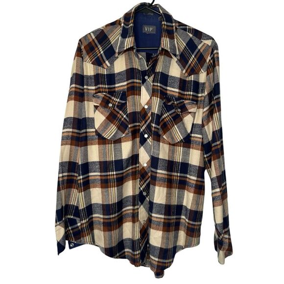 |EUC| VIP Plaid Flannel Button Up Shirt - Picture 1 of 6